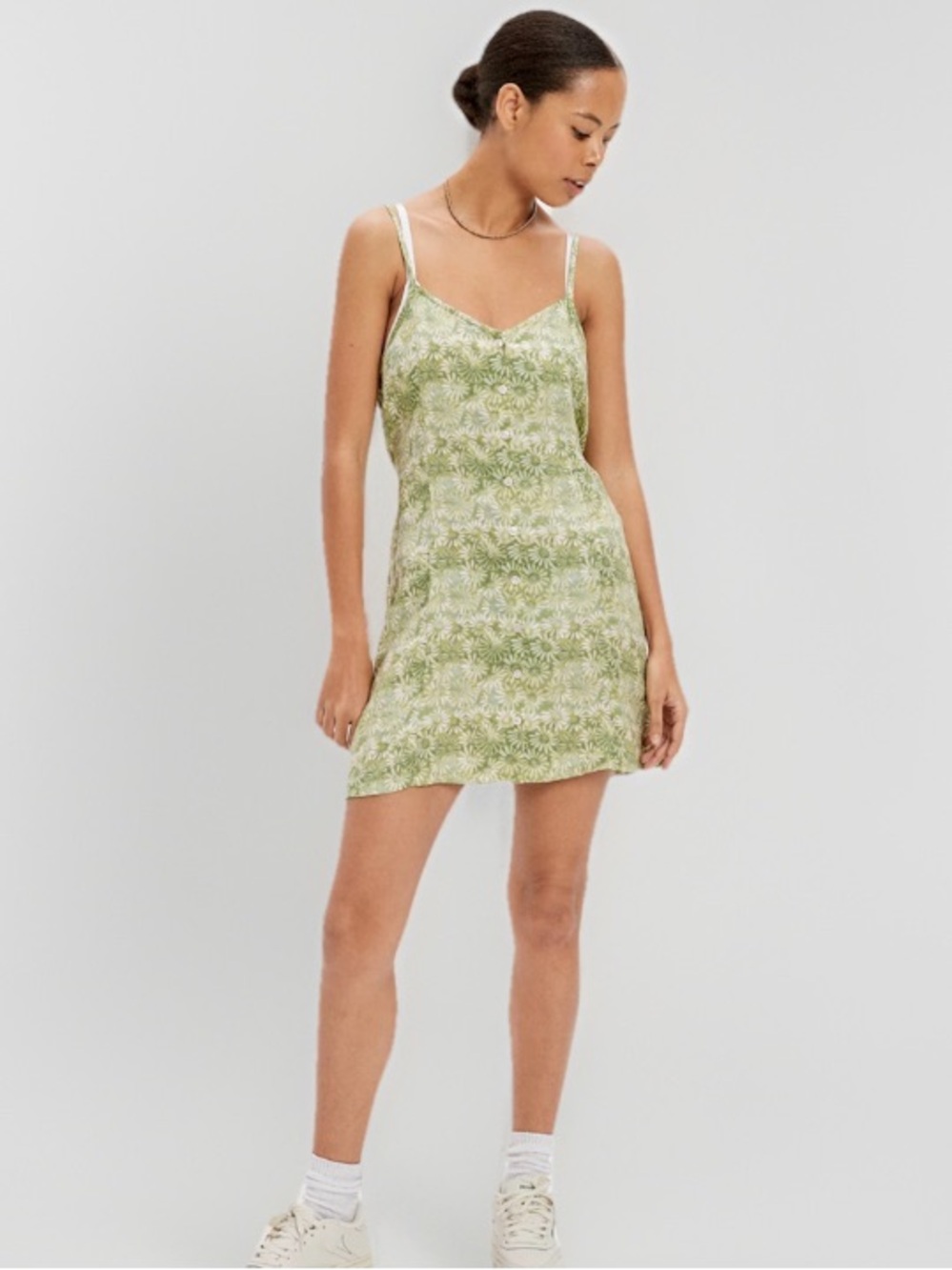 American Eagle Outfitters Daisy Mini Dress Boho Light Green Size Medium